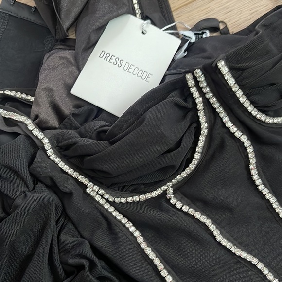 New!!! Jumpsuit Rhinestone Detail Ruched Bodycon Dress - Picture 3 of 4